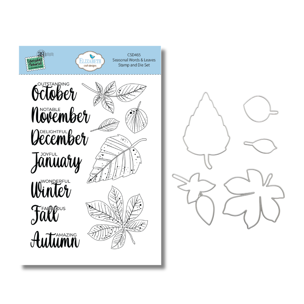 Seasonal Words & Leaves Stamp and Die Set