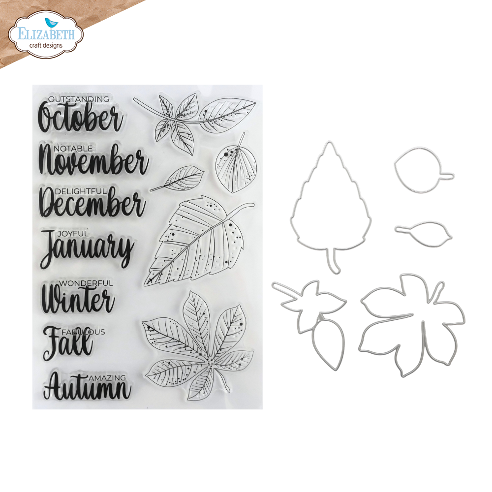Seasonal Words & Leaves Stamp and Die Set